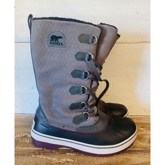 Sorel Women's Tivoli Gray Calf Length Waterproof Boots Size 7 - Picture 1 of 13